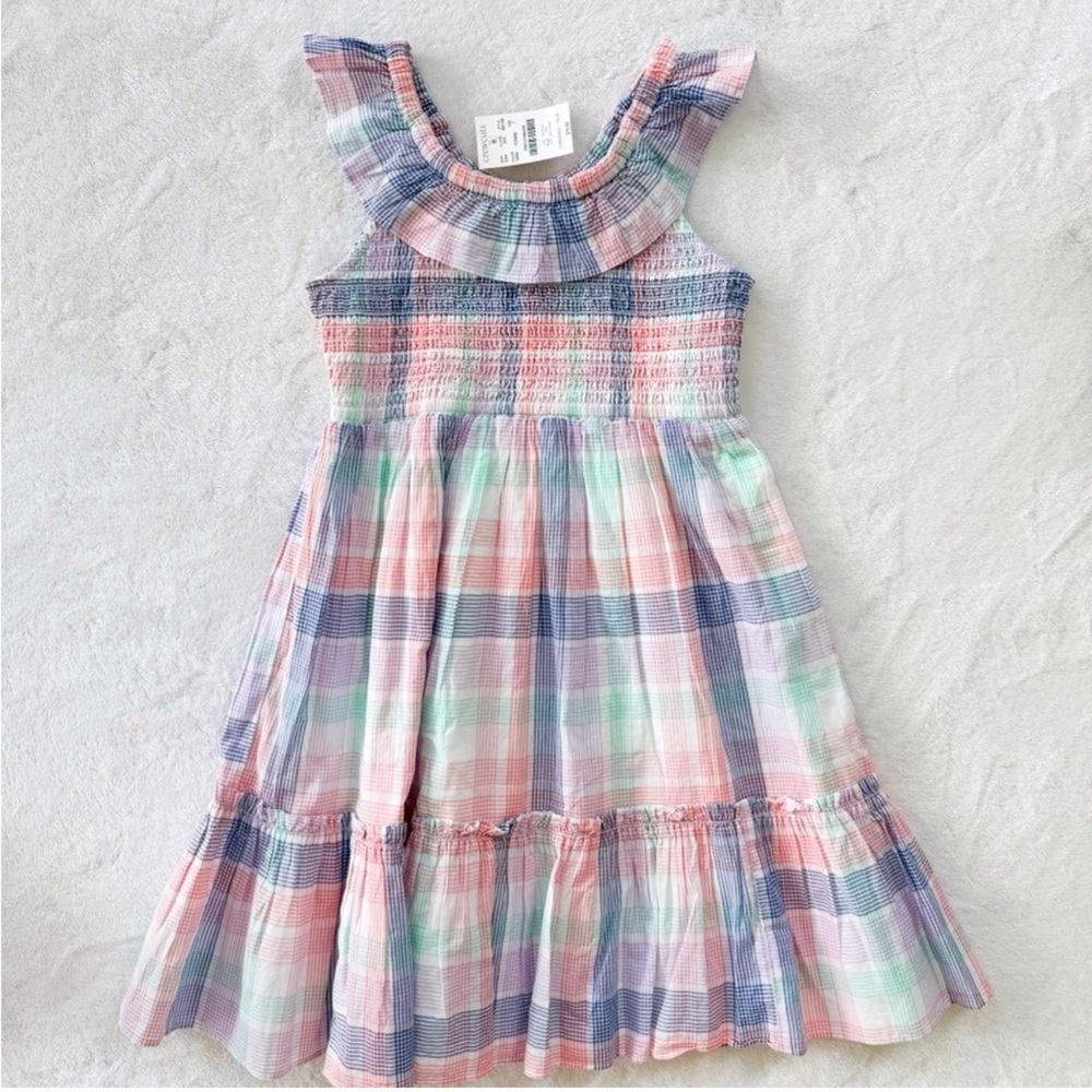 J Crew girls poplin smocked dress